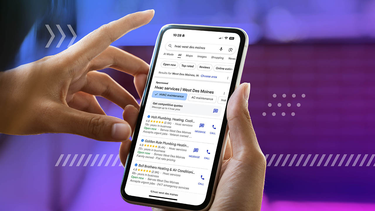 mock up phone in woman hand showing white screen